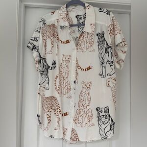 Jane + Delancey Animal Print Blouse EUC